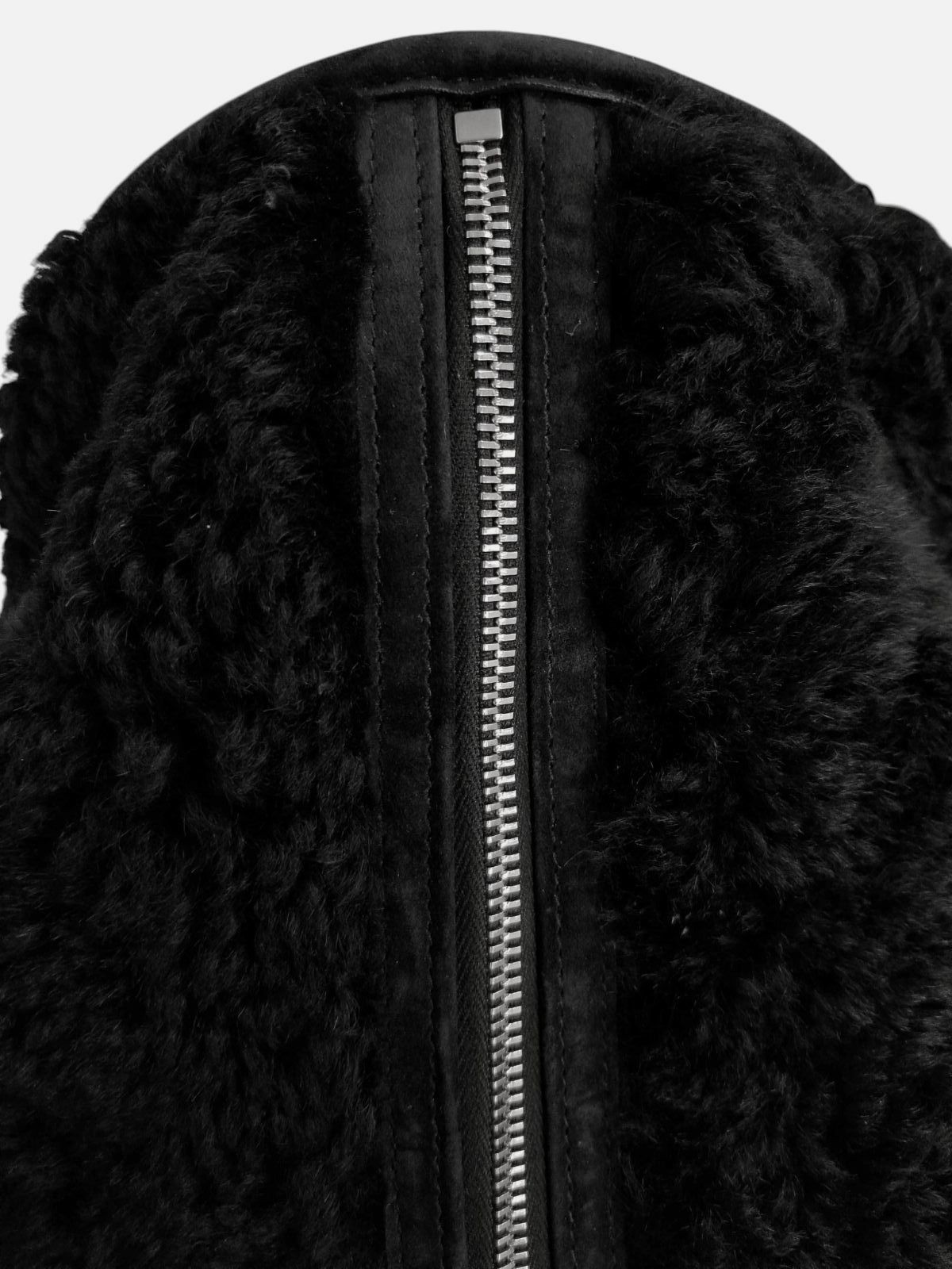 Saint Laurent Men Black Shearling Suede Crossbody Travel Duffel Bag