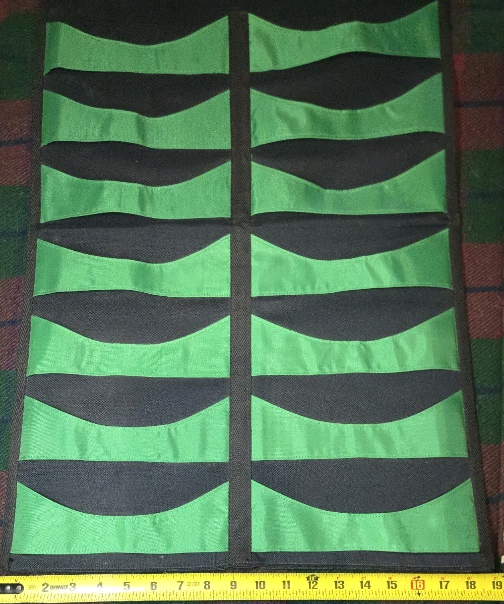 VINTAGE KOOL Black/Green Folding Hanging Cap-Caddy, 12–Pocket, Hook/Loop Closure
