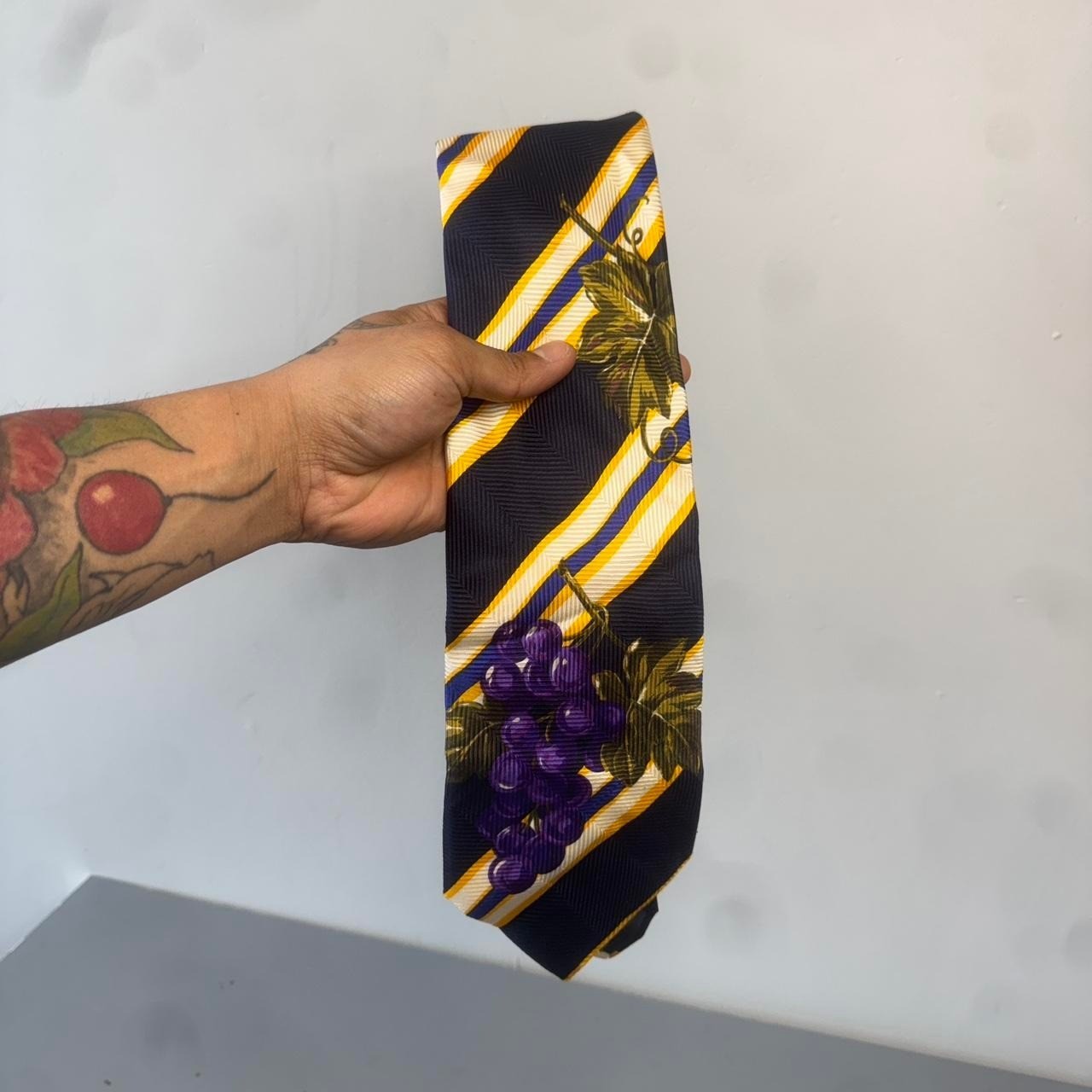 Kenzo multicoloured silk tie with grapes . Good condition