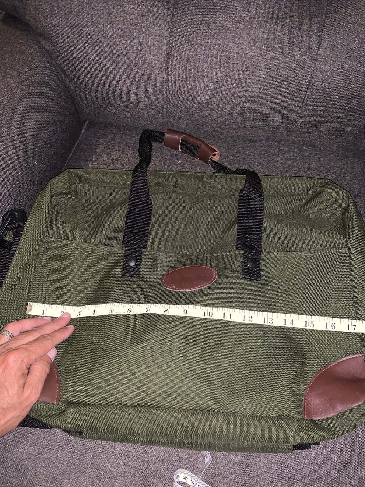 Orvis Messenger Bag Green/Brown Zip Crossbody Shoulder Strap Inner/Outer Pockets