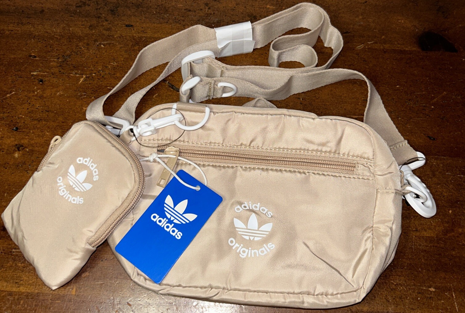 Adidas Original Puffer Pouch Magic Beige White Crossbody Fanny Hip Pack