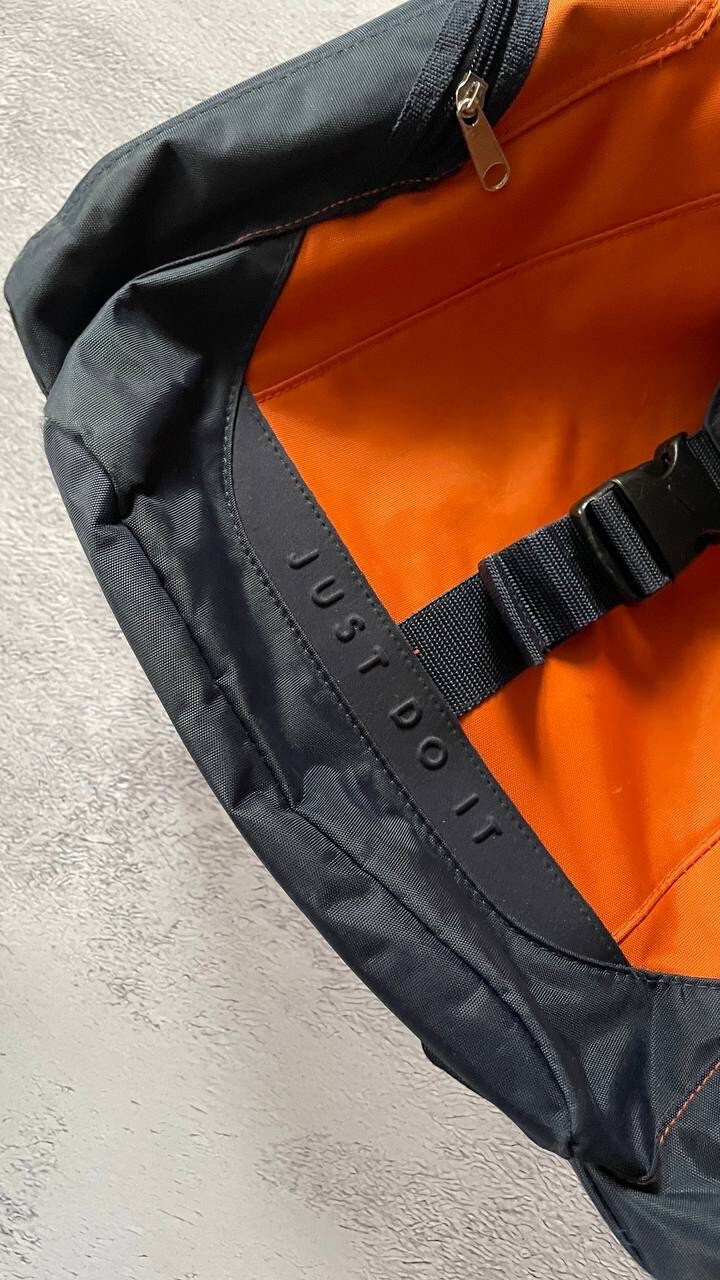 Nike Vintage Backpack Drawstring 90s Orange Dark Navy