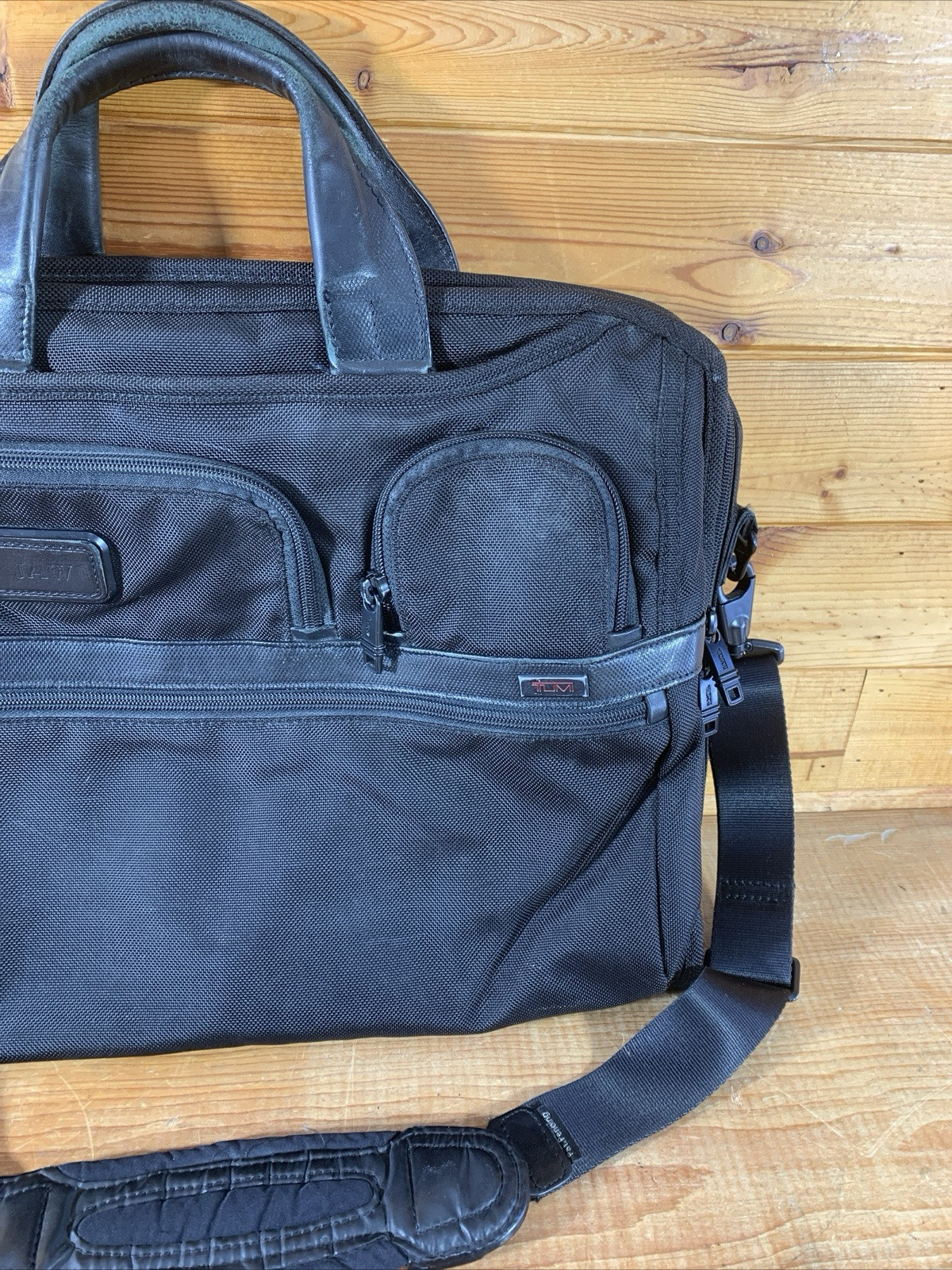 TUMI Alpha II Black Nylon Compact Large Screen Laptop Briefcase Bag 26114D2