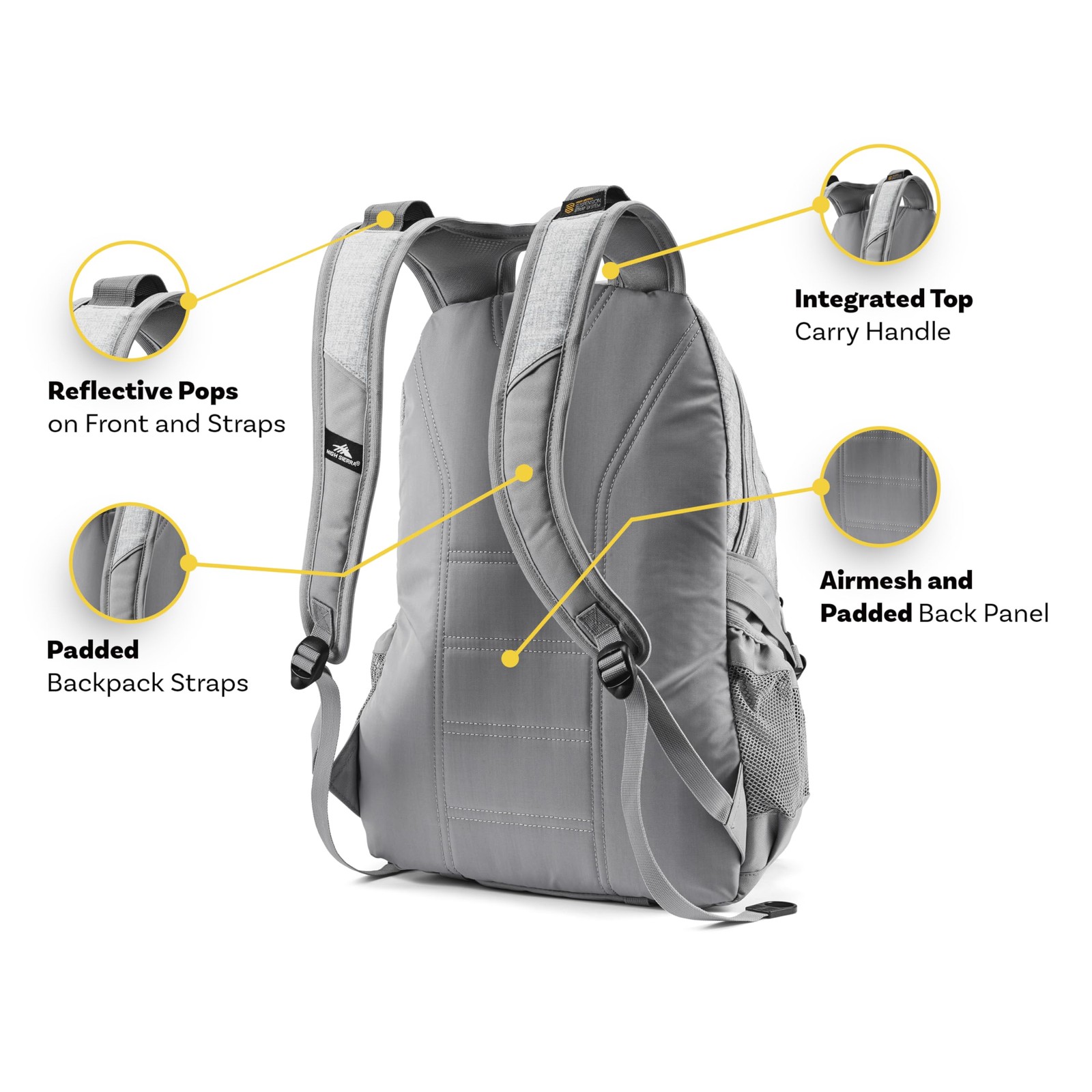 High Sierra Loop Backpack Travel Work Bookbag Tablet Sleeve Black One Size