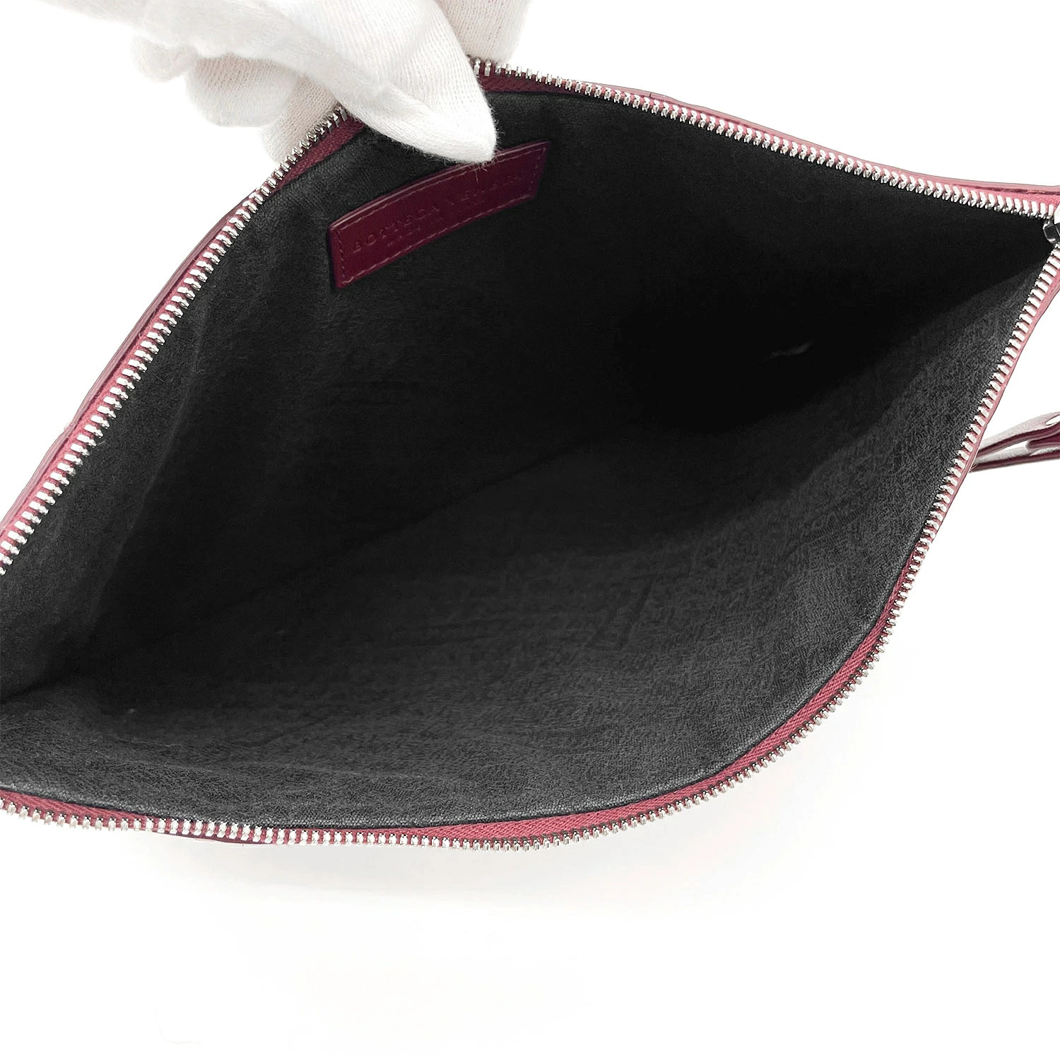 Bottega Veneta Maxi Intrecciato Clutch Bag Pouch Lamb Leather Red Used
