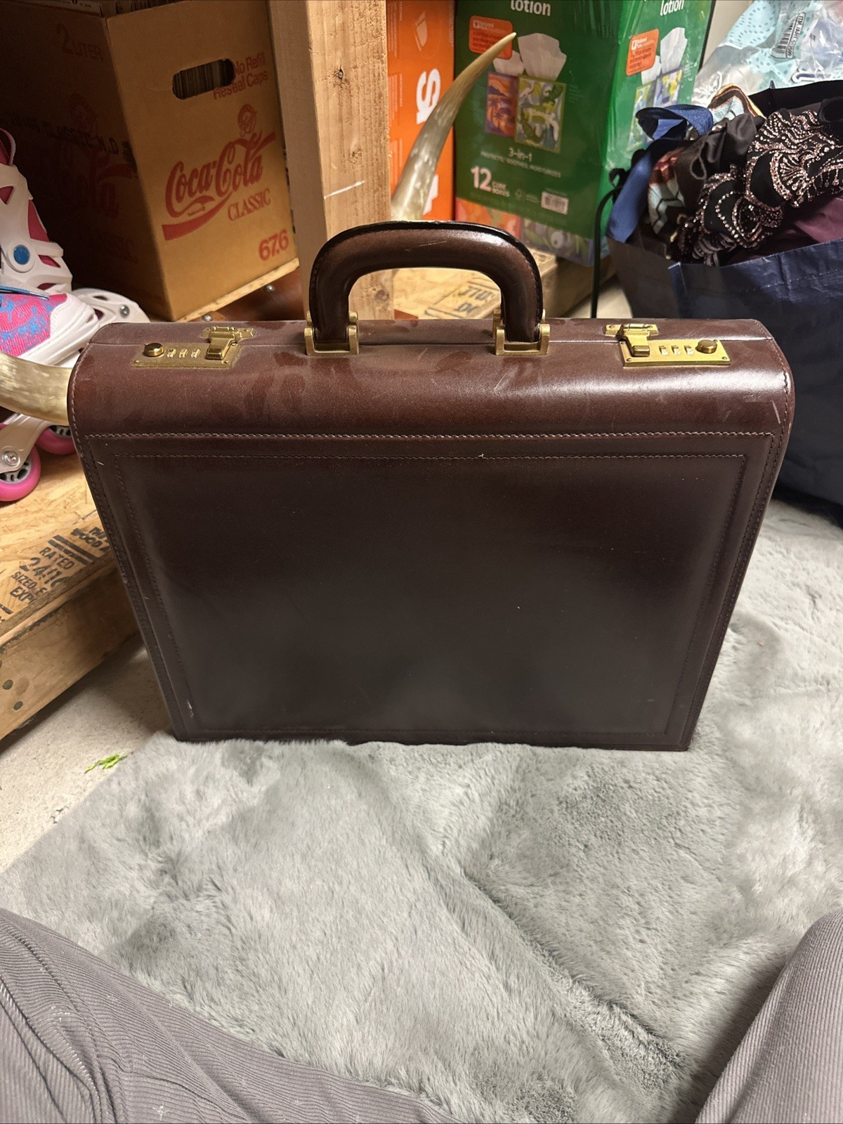 BALLY Pebbled Leather Attache Briefcase. Vintage