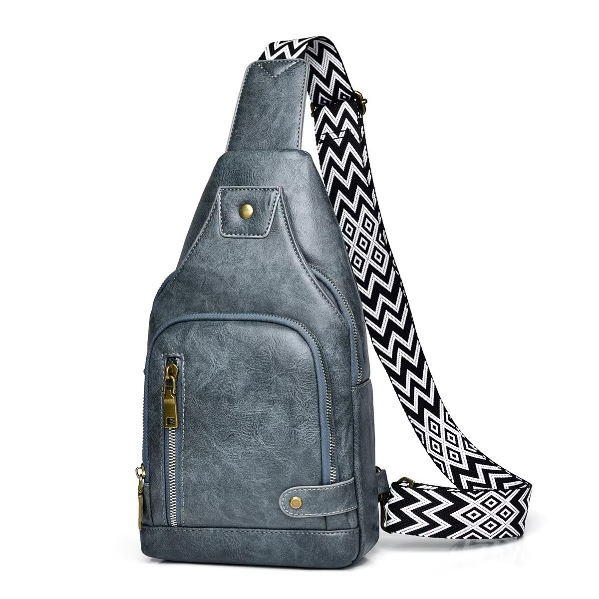 New Men’s Sling Backpack functional Leather Chest bag Crossbody Bag Shoulder Bag