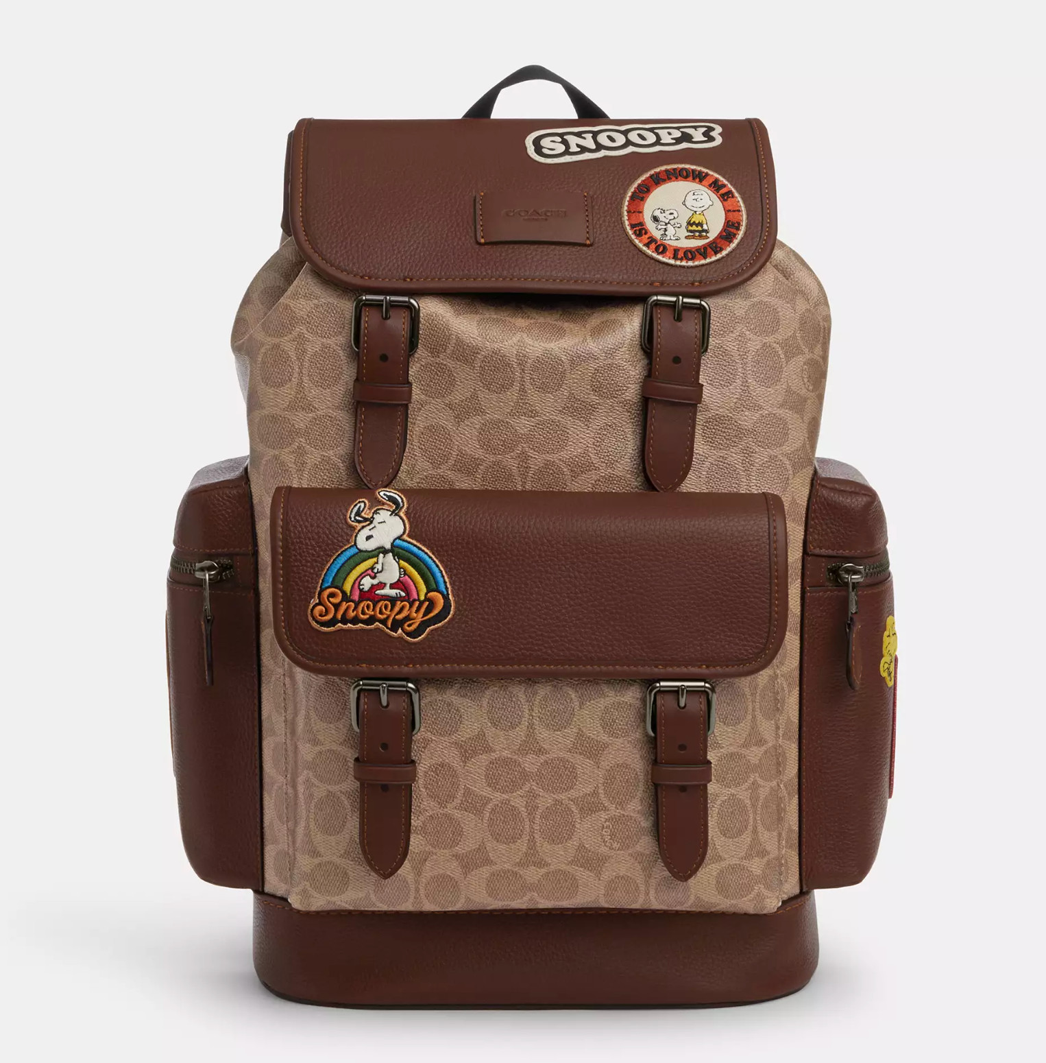 NWT Coach X Peanuts Sprint Backpack In Signature Canvas With Patches CBI44