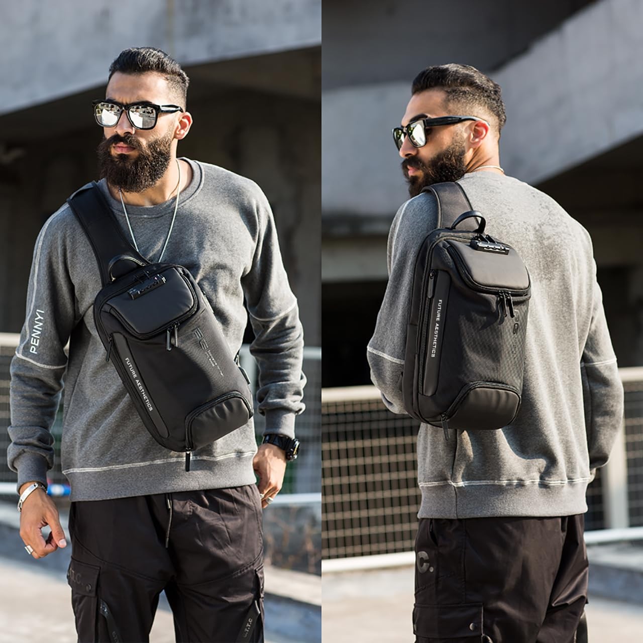 Anti theft Sling Backpack with Lock, Men’s Sling Bag for Men, Shoulder Crossb…