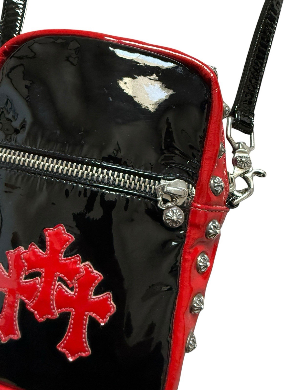 CHROME HEARTS TAKA MINI MESSENGER SIDE BAG PATENT LEATHER TRIPLE CROSS