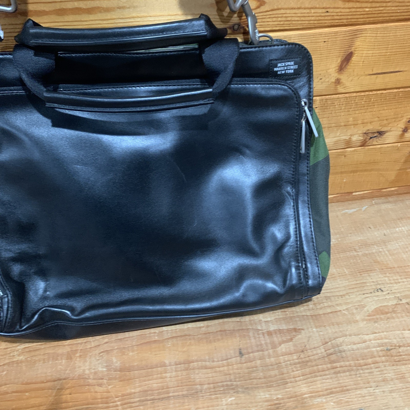 Jack Spade Camo & Leather Split Brief Briefcase