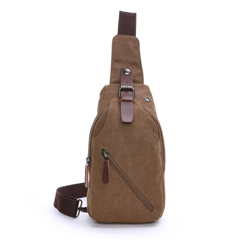Men’s Single Shoulder Diagonal Backpack Canvas Chest Bag Outdoor Leisure Bag