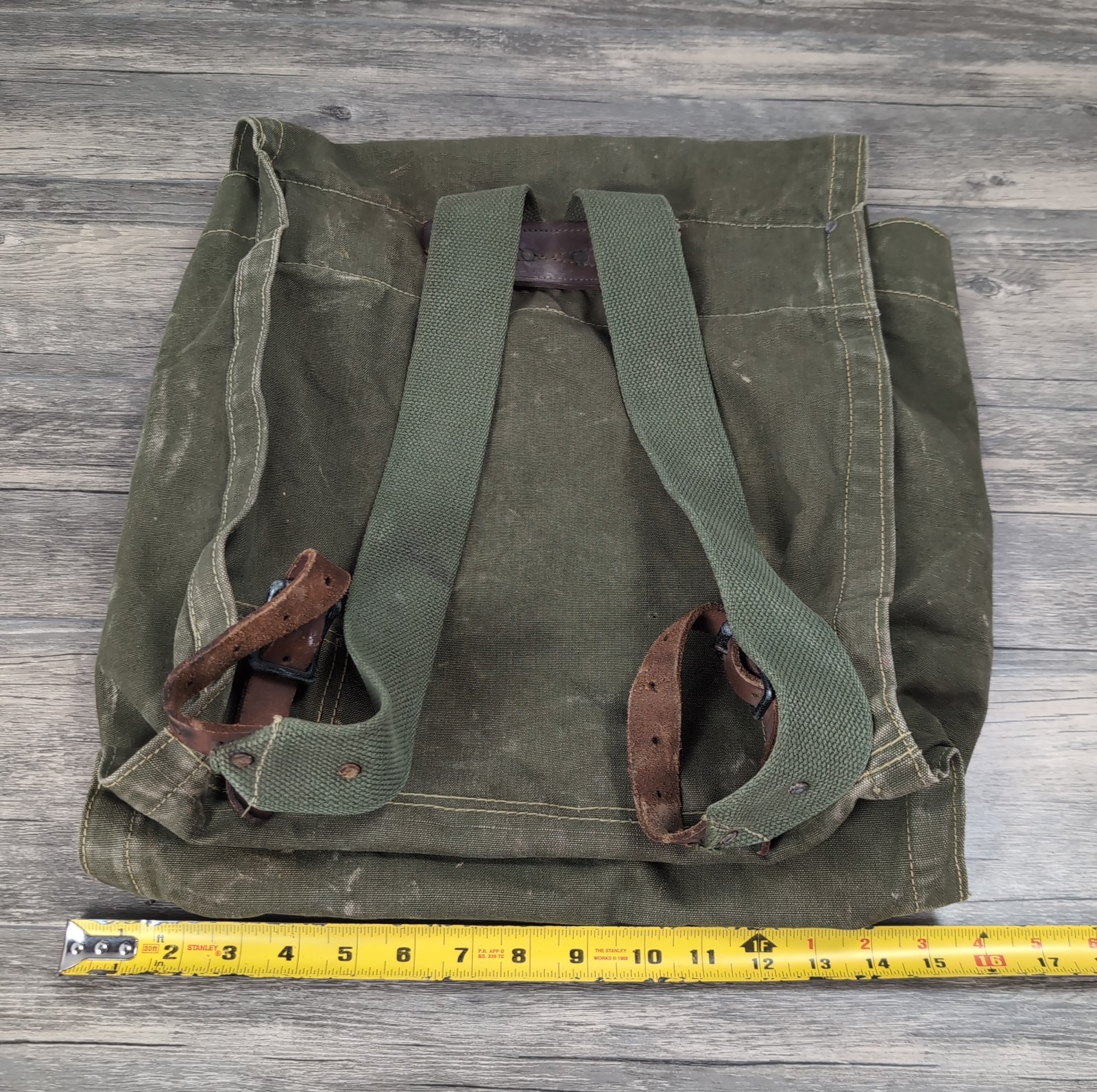 Vtg USFS Forest Service Olive Drab Canvas Leather Shoulder Bag Backpack Rucksack