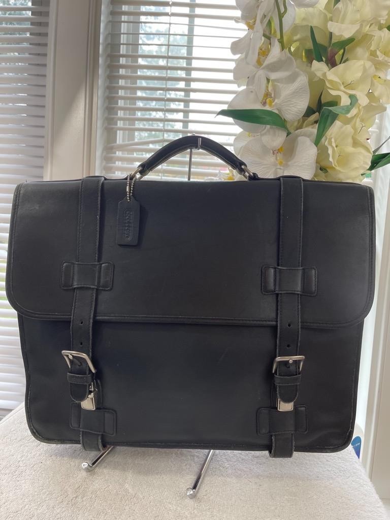 Vintage Black Leather COACH Madison 5325 Briefcase Attache (PU160