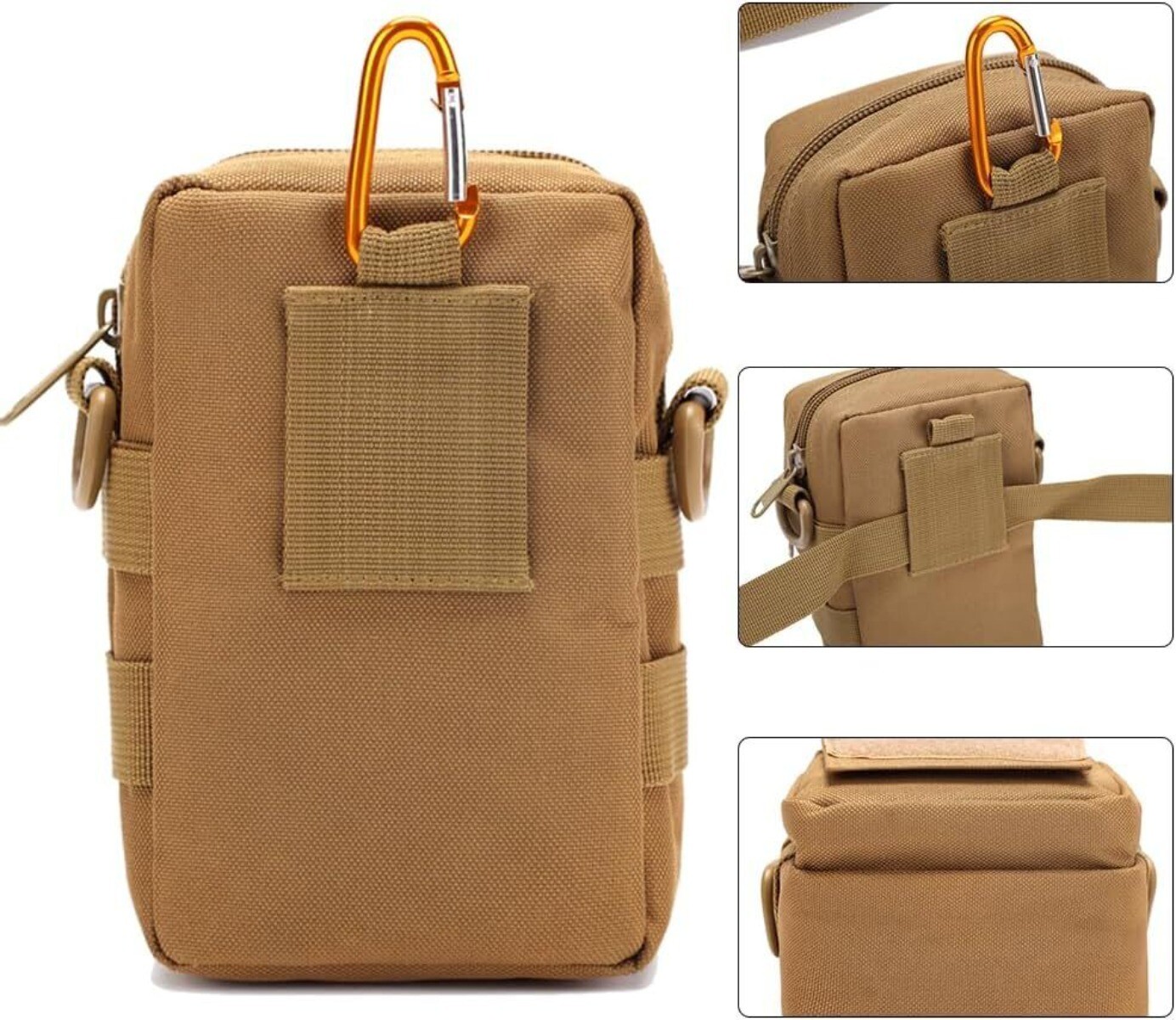 Backpack Strap Pouch Tactical Molle Accessory Pouch with Double-Zipper Pocket