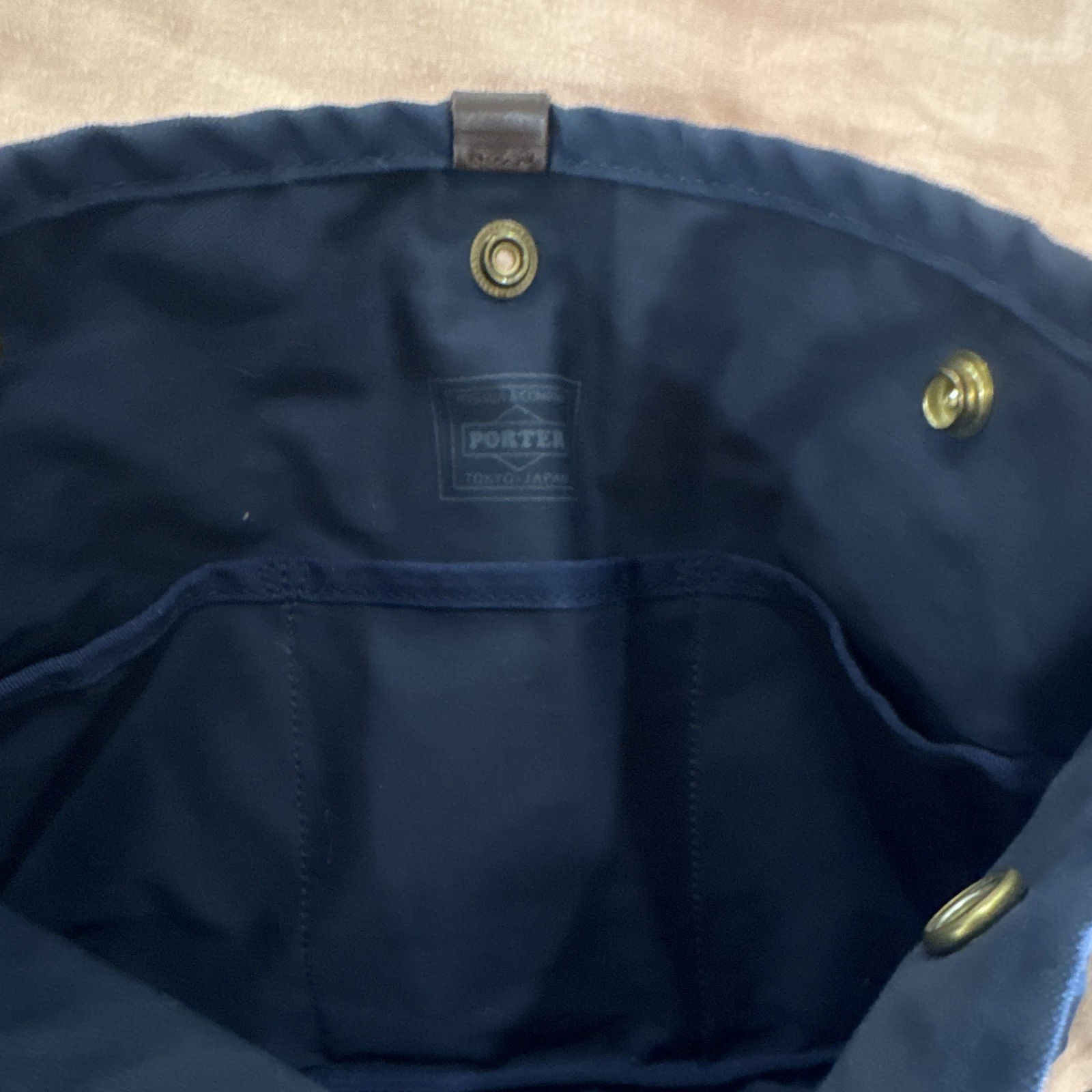 Porter Yoshida Navy Medium Shoulder/Crossbody Bag Adjustable Strap Snap Zip