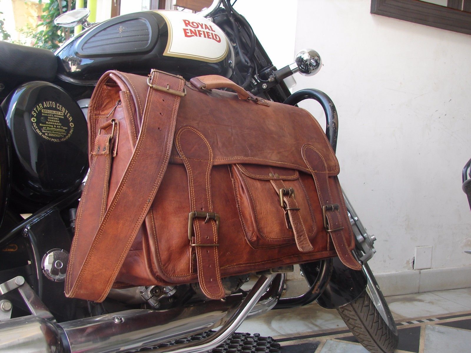 Office,Briefcase Bag 45 Cm Men’s Genuine Brown Leather Messenger Shoulder Laptop