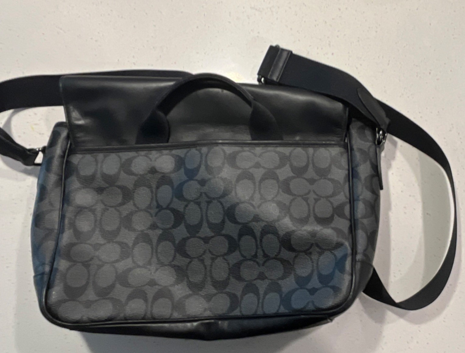 Coach Men’s E2180-C2792 Black Logo Print Messenger Bag with Inner Pockets
