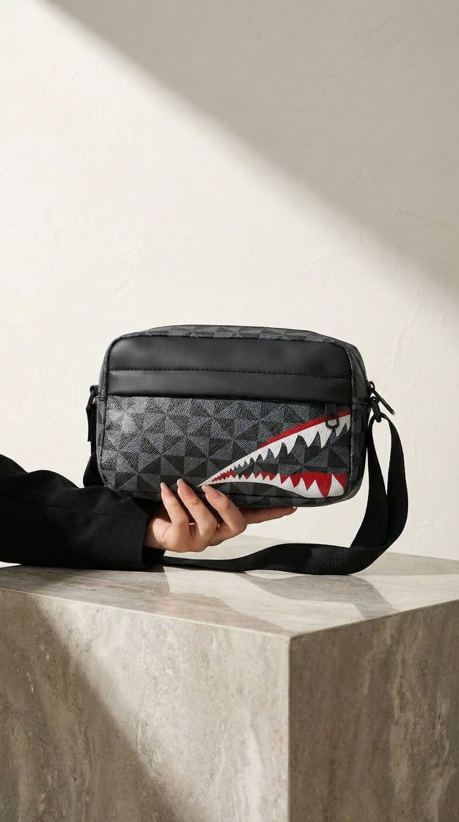Shark Mouth Crossbody Bag Unisex Streetwear Shoulder Messenger Sling Pouch
