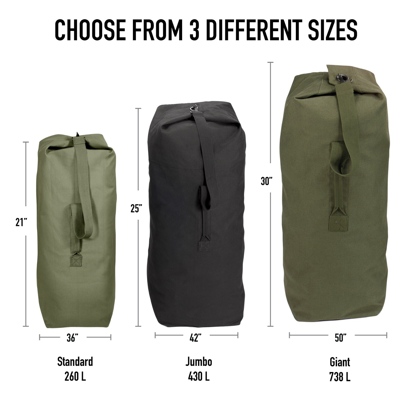 Heavyweight Top Load Canvas Duffle Bag – Military Army