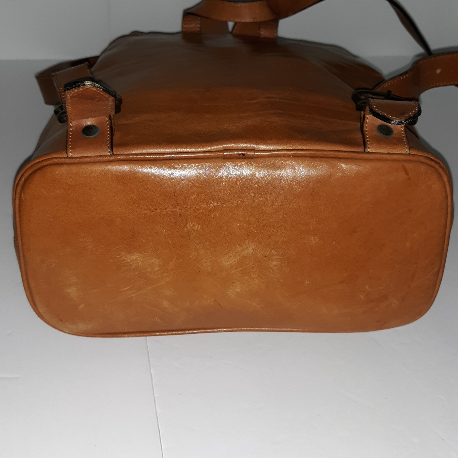 Vtg OROTON Australian Katoomba Backpack Leather Bag Cognac Drawstring Adj Straps