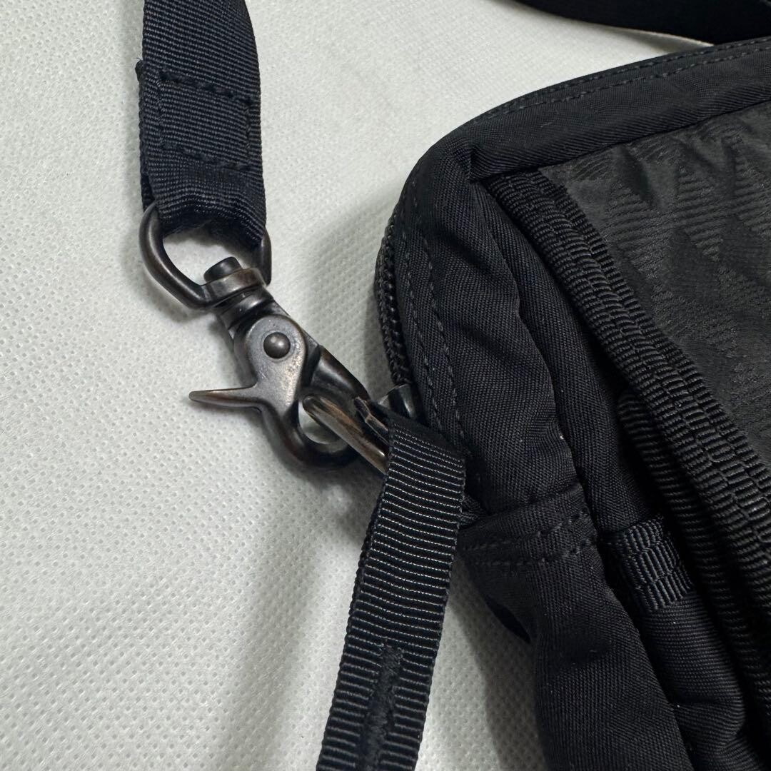 Porter Shadow Check Shoulder Bag Black Compact Crossbody Japan 15x20x4cm