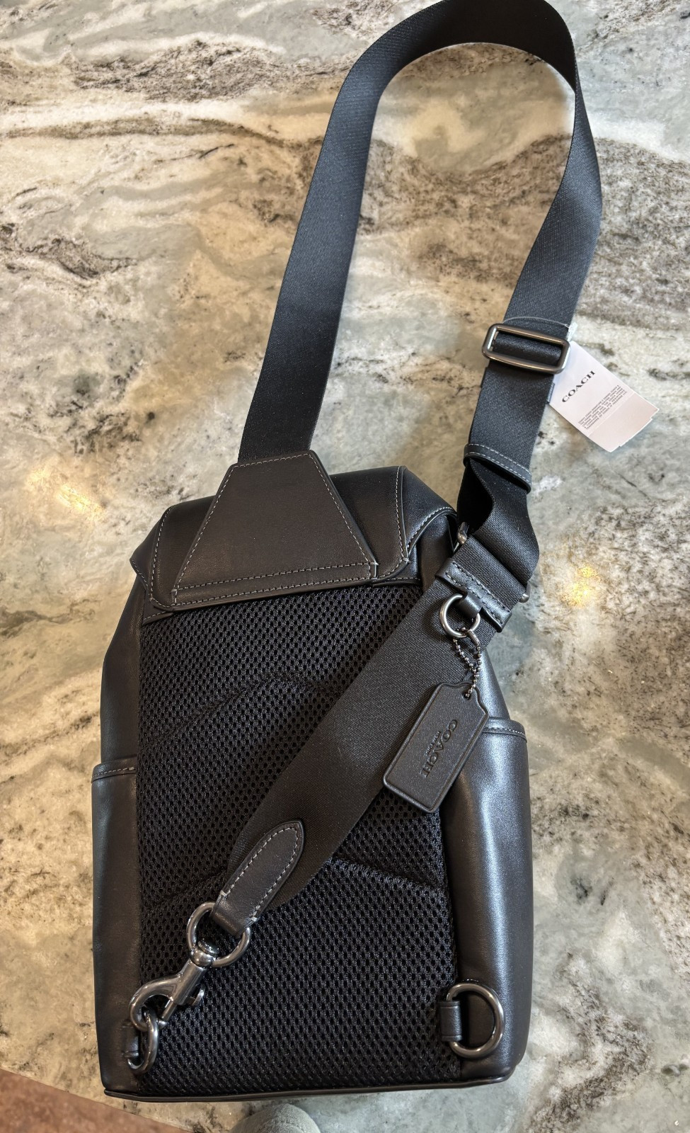 NWT Coach Racer Pack Leather Sling Backpack CU111 QB/Black Gunmetal CrossbodyBag