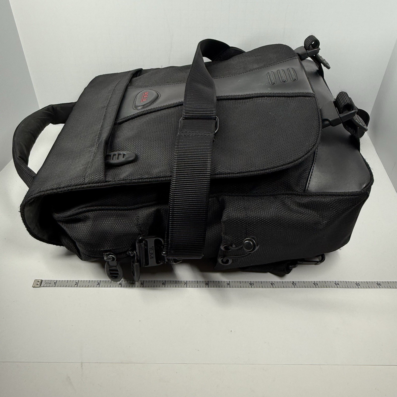 Tumi T-Tech Ballistic Nylon Messenger Backpack Laptop Bag Black Travel Work