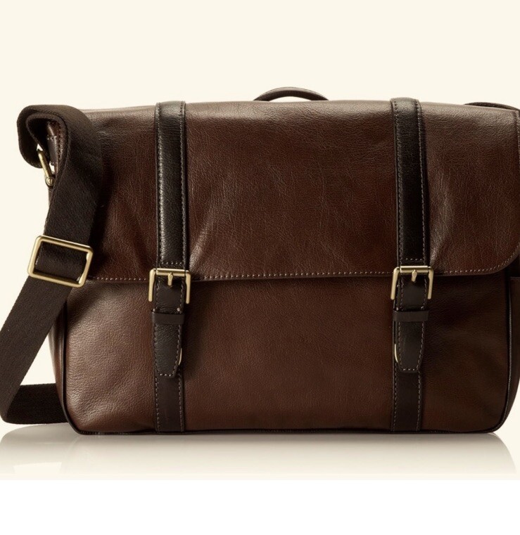 Fossil Cow Hide Leather Estate Courier Briefcase Laptop Messenger Bag