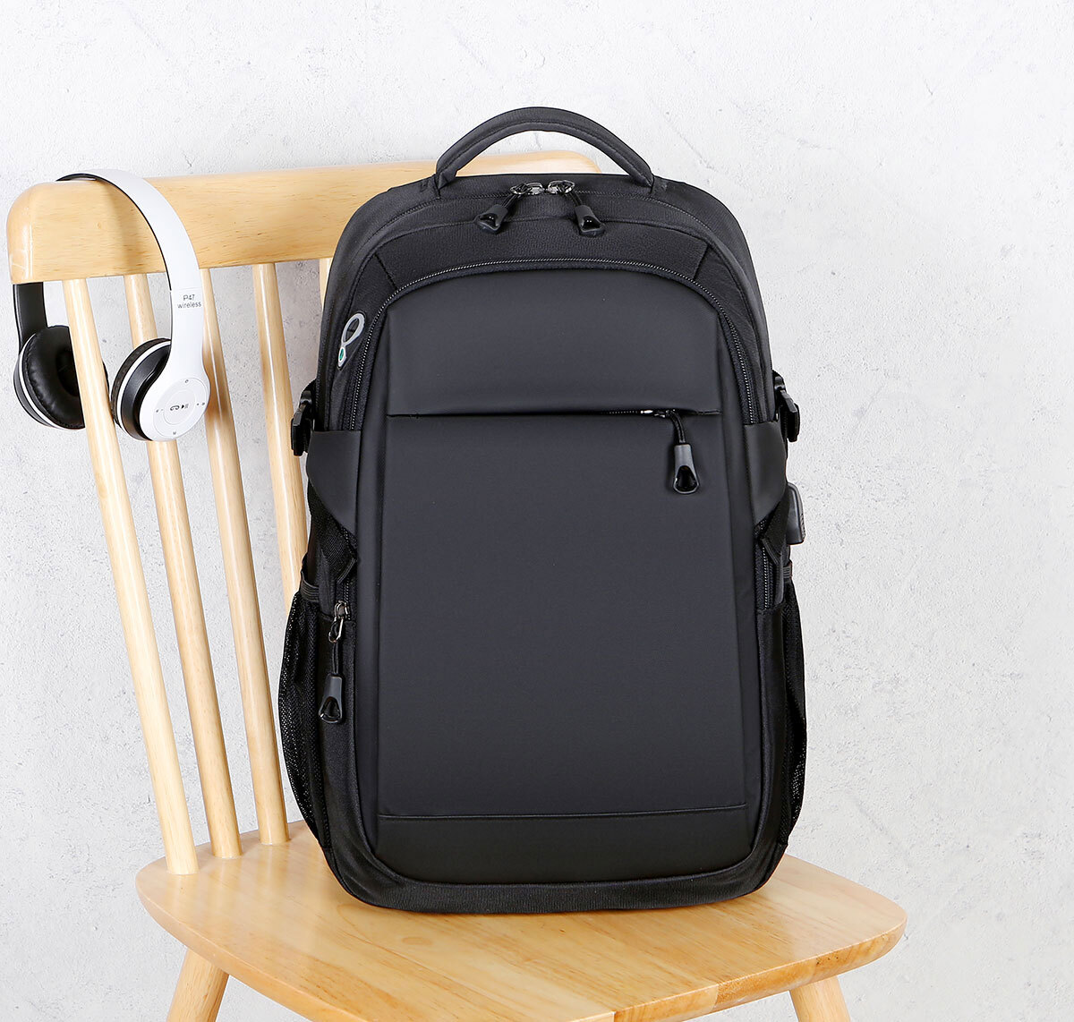 15.6″ Men Women Backpack Large Durable Travel Computer Bookbag Laptop Bag Black
