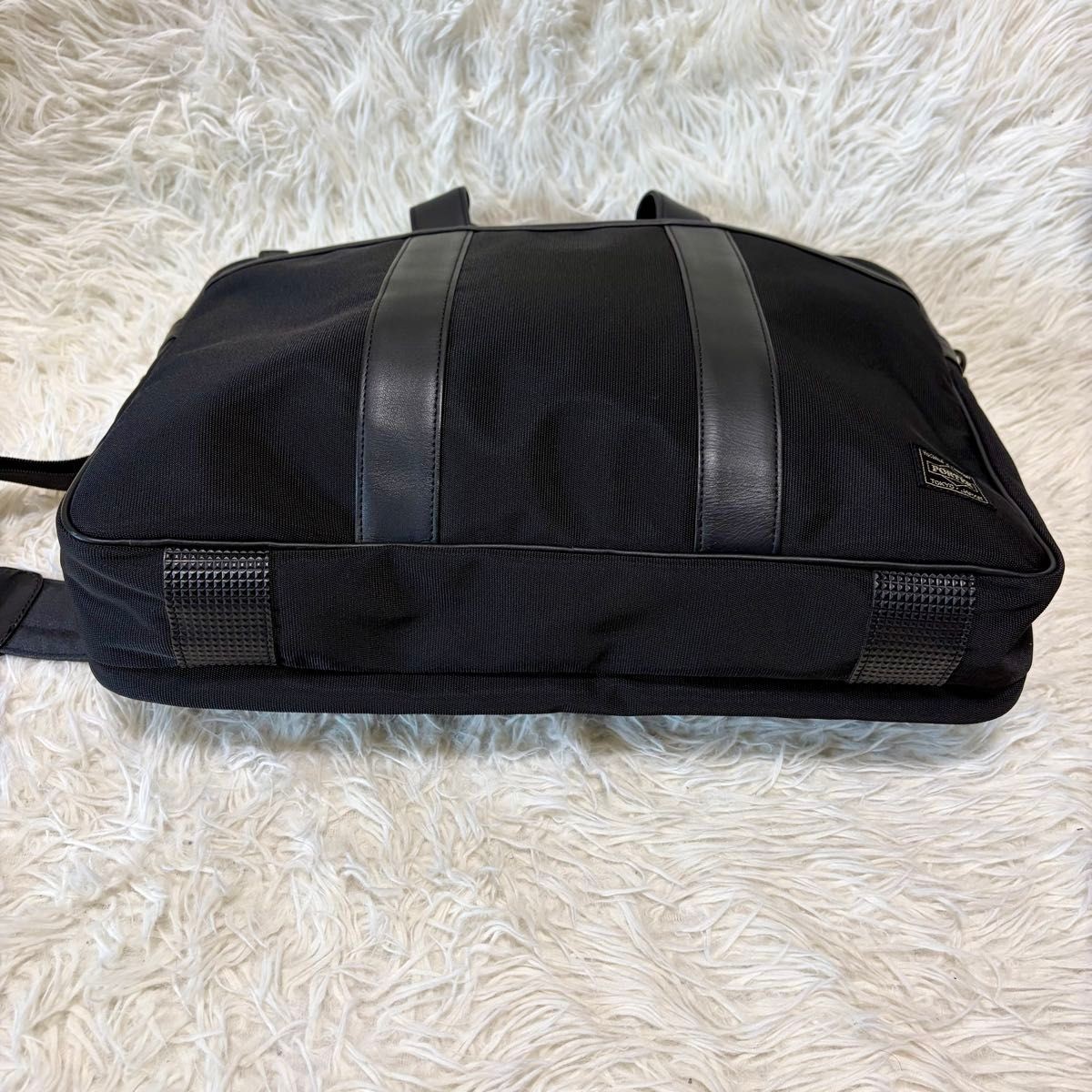 Authentic YOSHIDA KABAN PORTER TAG 2-Way Briefcase Black Leather 30cm x 42cm x 1
