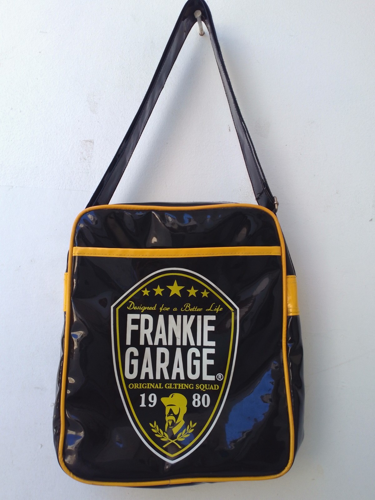 Frankie Garage Black Yellow Crossbody Shoulder Bag Messenger Casual Travel Bag