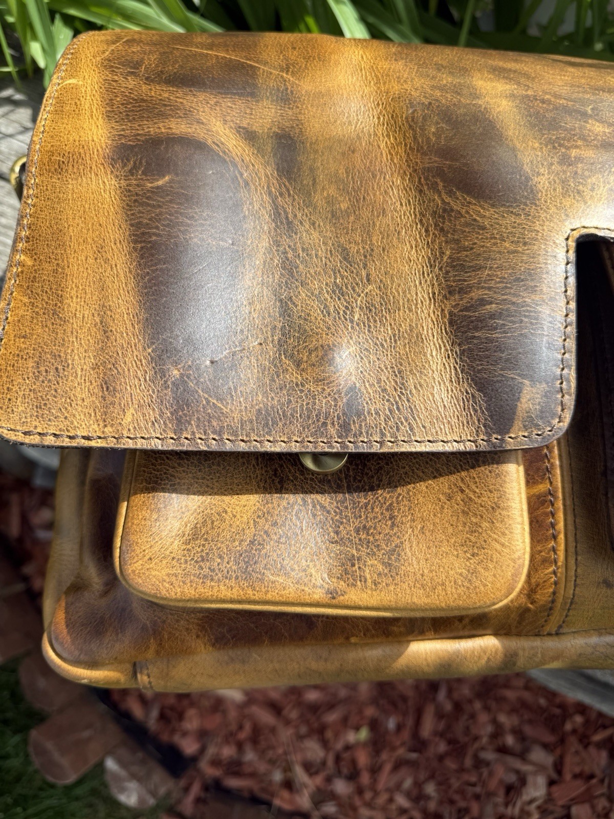 Buffalo Distressed Rustic Leather Large Messenger Bag Laptop Shoulder Bag