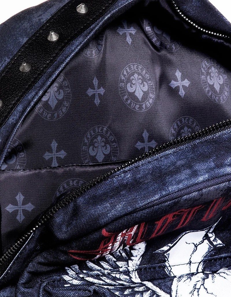 NEW Affliction Live Fast Backpack Skull Cross Leather Trim Studded Laptop Travel