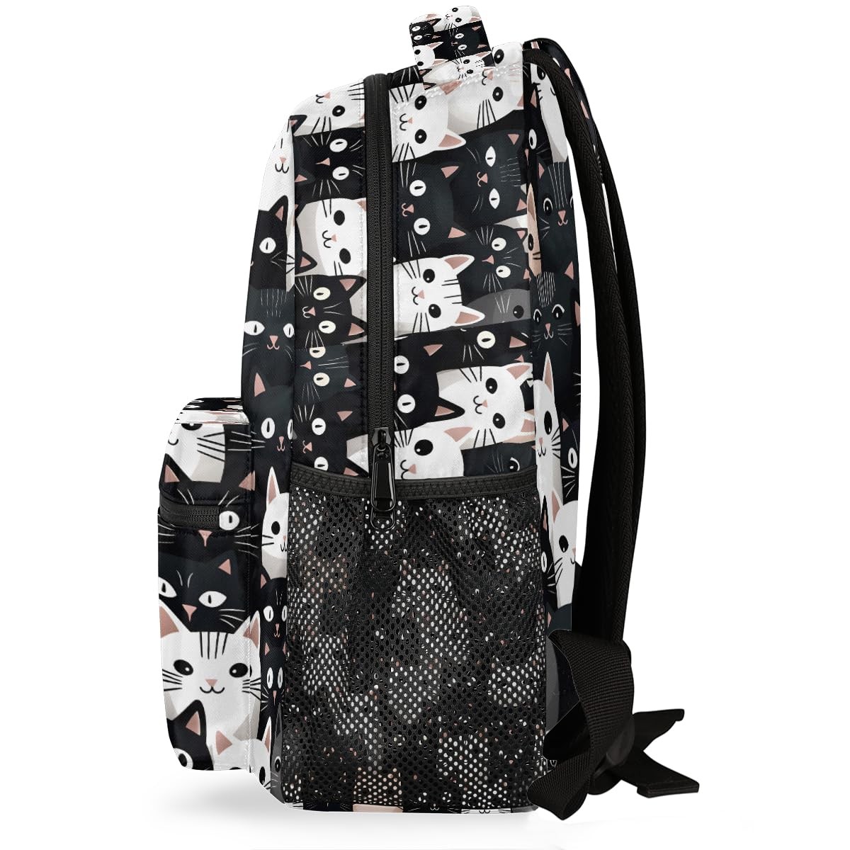 Black White Cat Laptop Backpack Lightweight Travel Casual Daypack 16 Inch