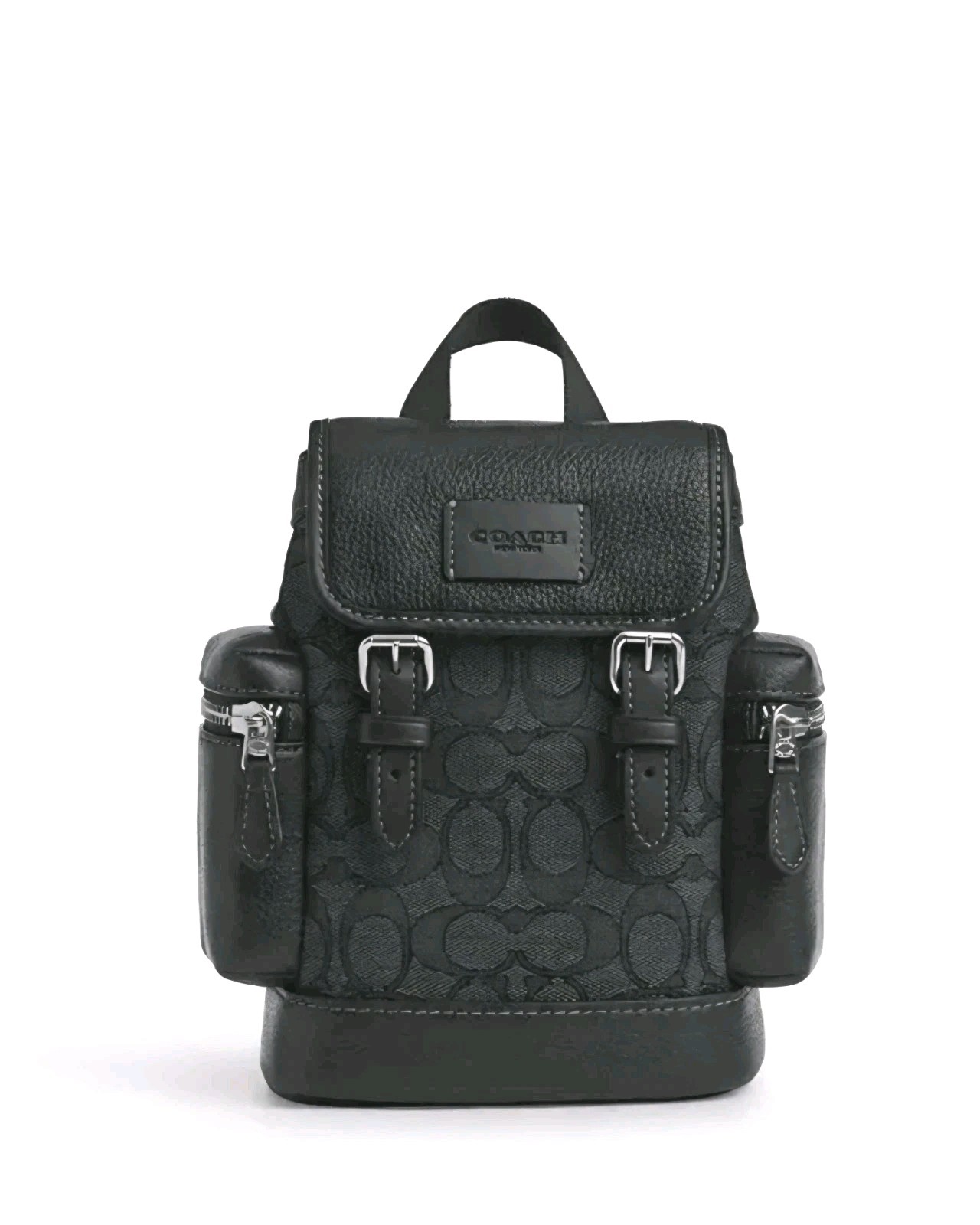 NEW Coach Sprint Sling Signature Canvas Bag Black Charcoal Small Backpack CBF64