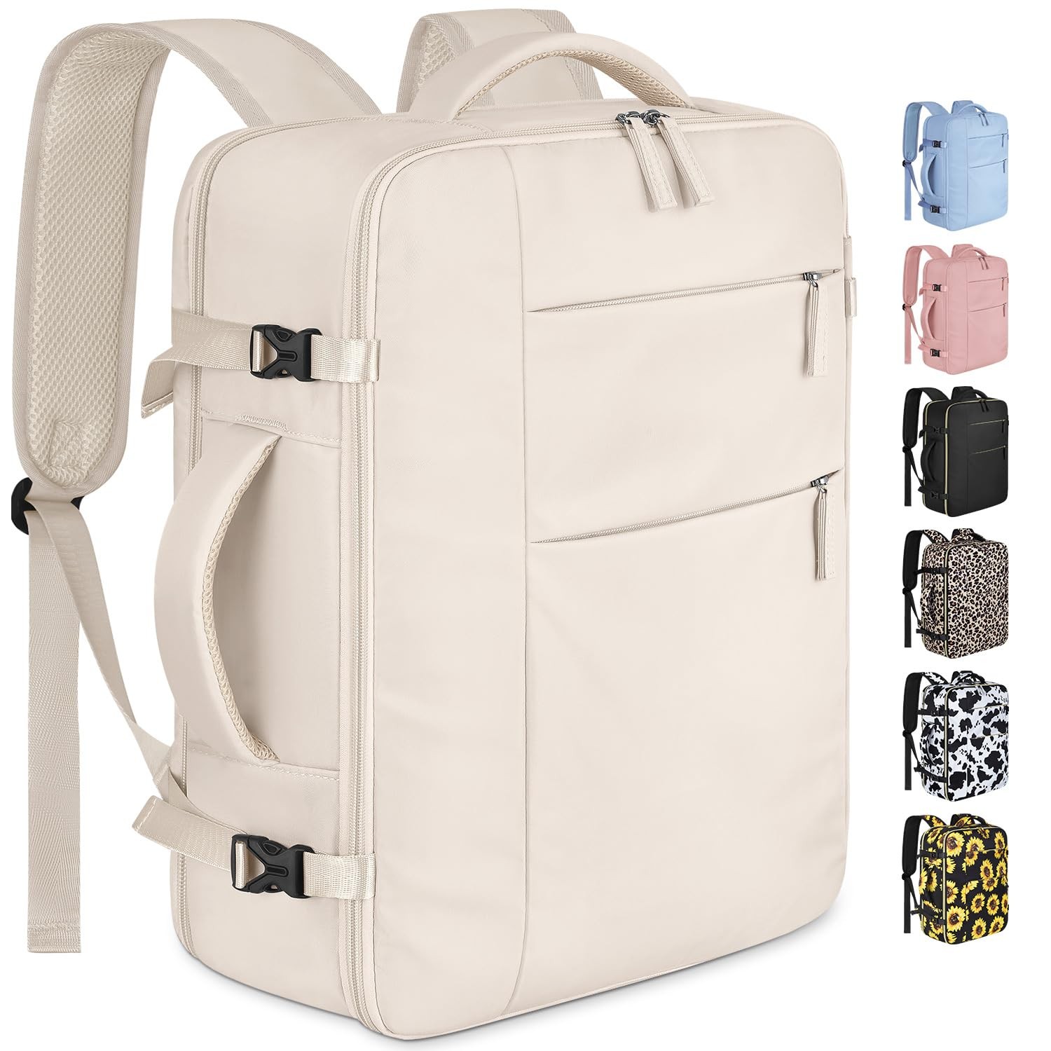 Travel Backpack Waterproof 15.6in Laptop Carry On Business Bag Beige
