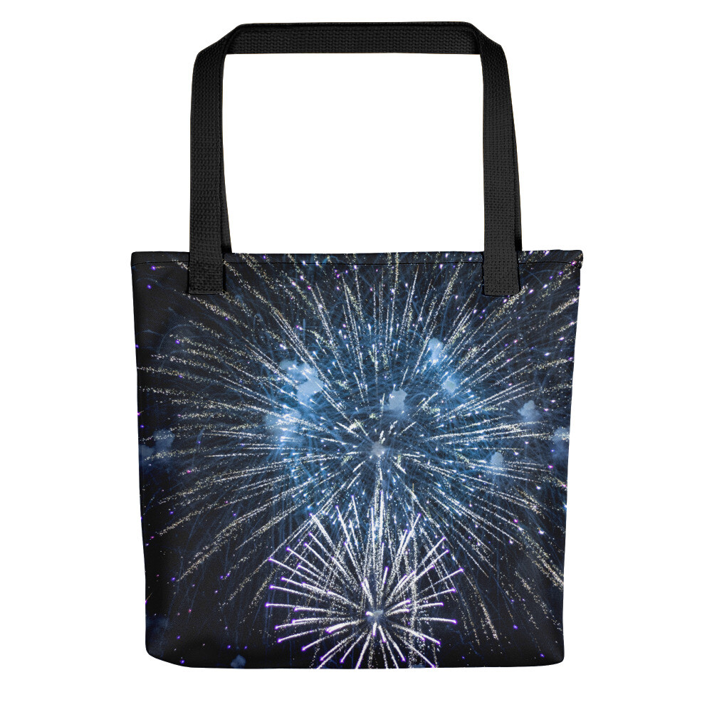 Black Fireworks Themed Small Tote bag Fourth of July Patriotic Summer Fashion