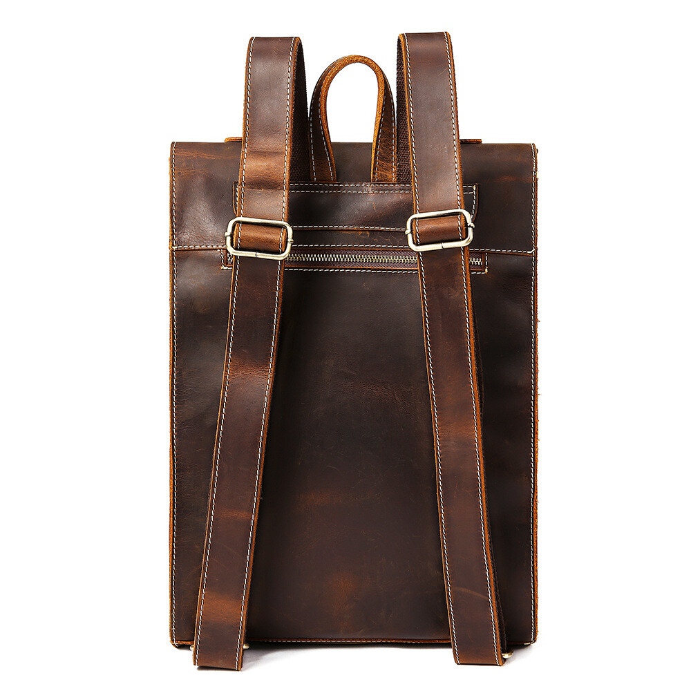 Men’s Leather Backpack Retro Large Capacity Computer Travel Business Backpack