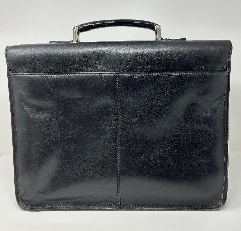 SAMSONITE Genuine Leather Classic Black Flapover Briefcase Style – Excellent!