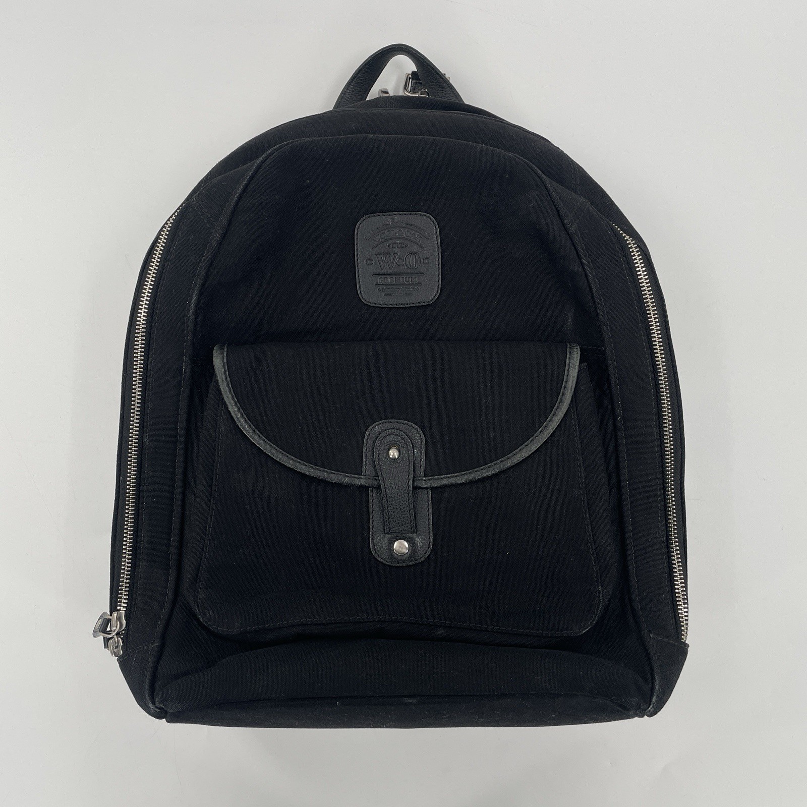 Wool & Oak Black Canvas Leather 2 in 1 Detachable Travel Backpack
