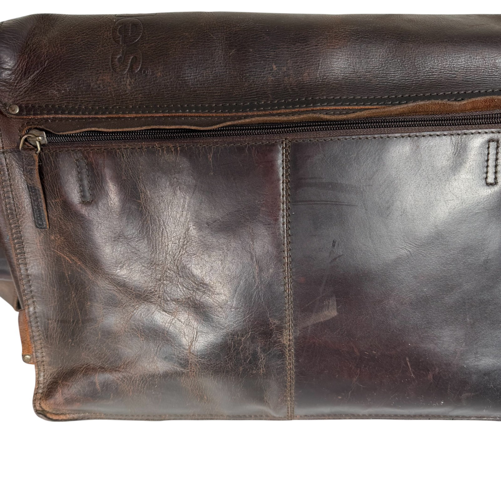 VTG Aunts and Uncles Dark Brown Workaholic Humus Leather Messenger Crossbody Bag