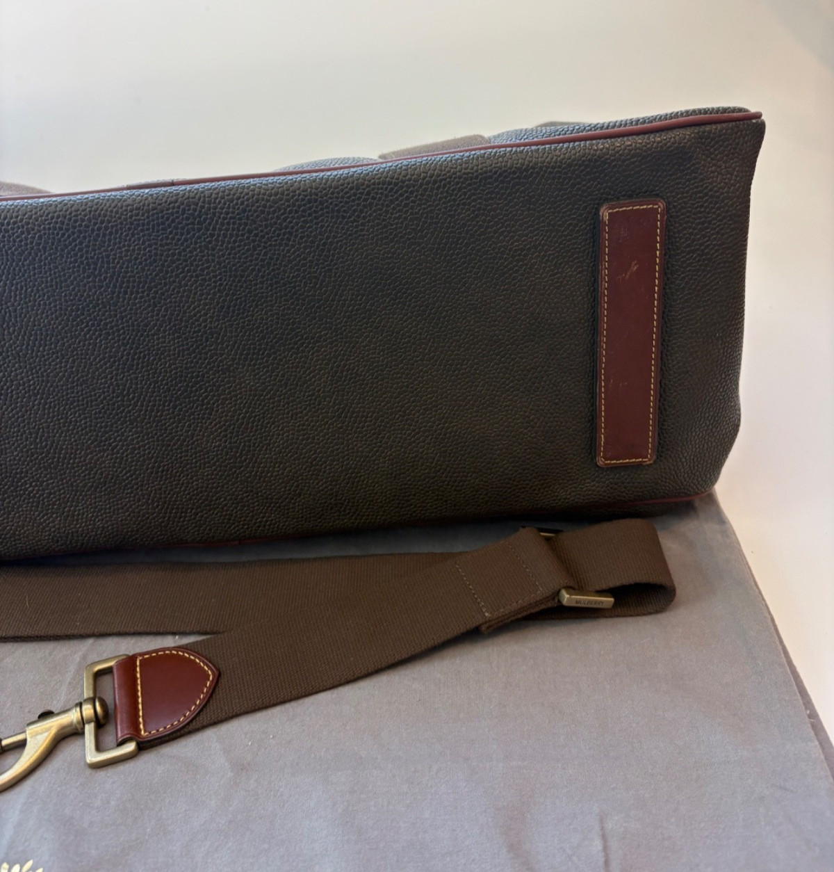 Mulberry Clipper Large Scotchgrain Holdall Weekender Duffle Dust bag Padlock
