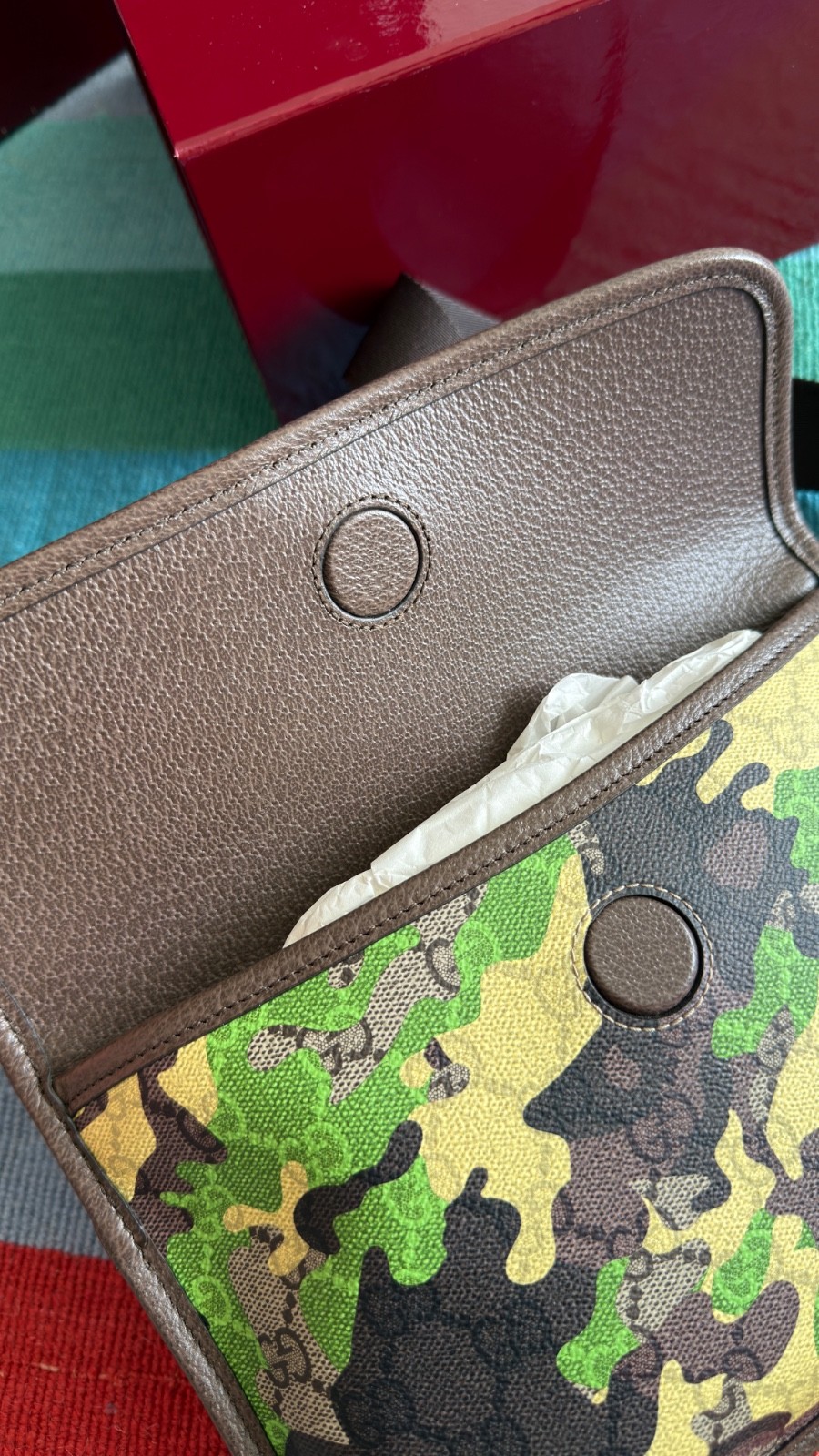 Gucci GG Monogram Camo Belt Bag Small Beige Men Italy w/ Box Receipt