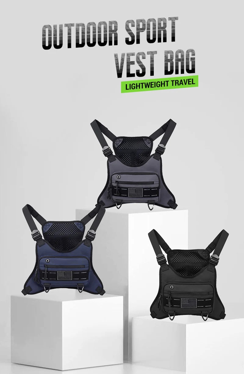 Tactical Chest Bag for Men Running Front Vest Backpacks Rig Pouch Hip-hop Street