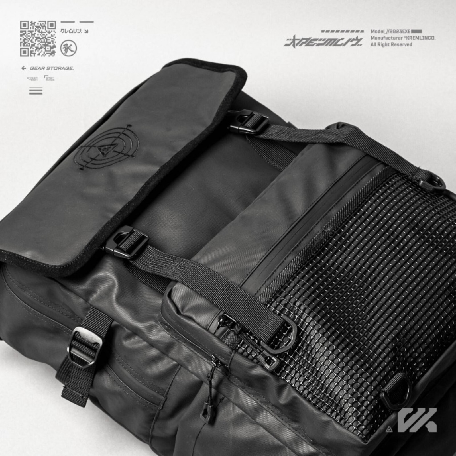 Kremlin Radar Black Backpack Carrier Futuristic Fullzip Backpack Crossbody