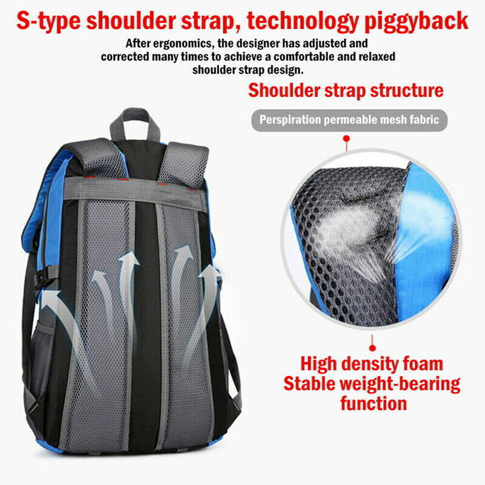 36L Nylon Travel Backpack Waterproof Outdoor Rucksack Men Camping Hiking Bag US