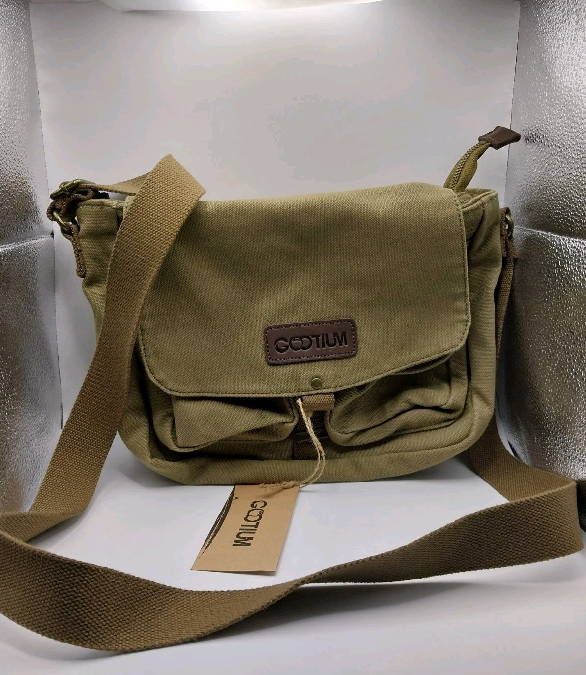 GOOTIUM MILITARY STYLE CANVAS CROSSBODY MESSENGER SHOULDER BAG KHAKI – NWT
