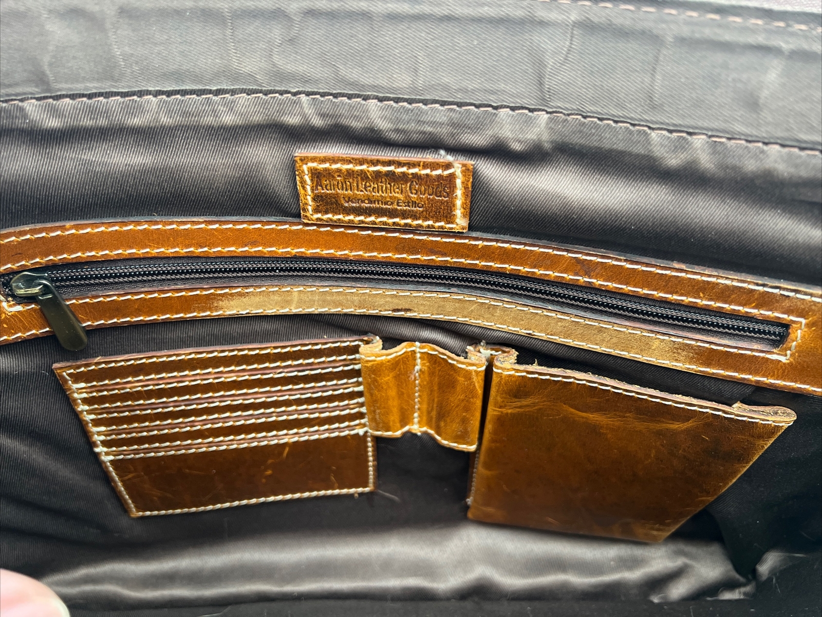 Utopia Office Bag by Aaron Leather Goods, Caramel Brown – Perfectly Distressed