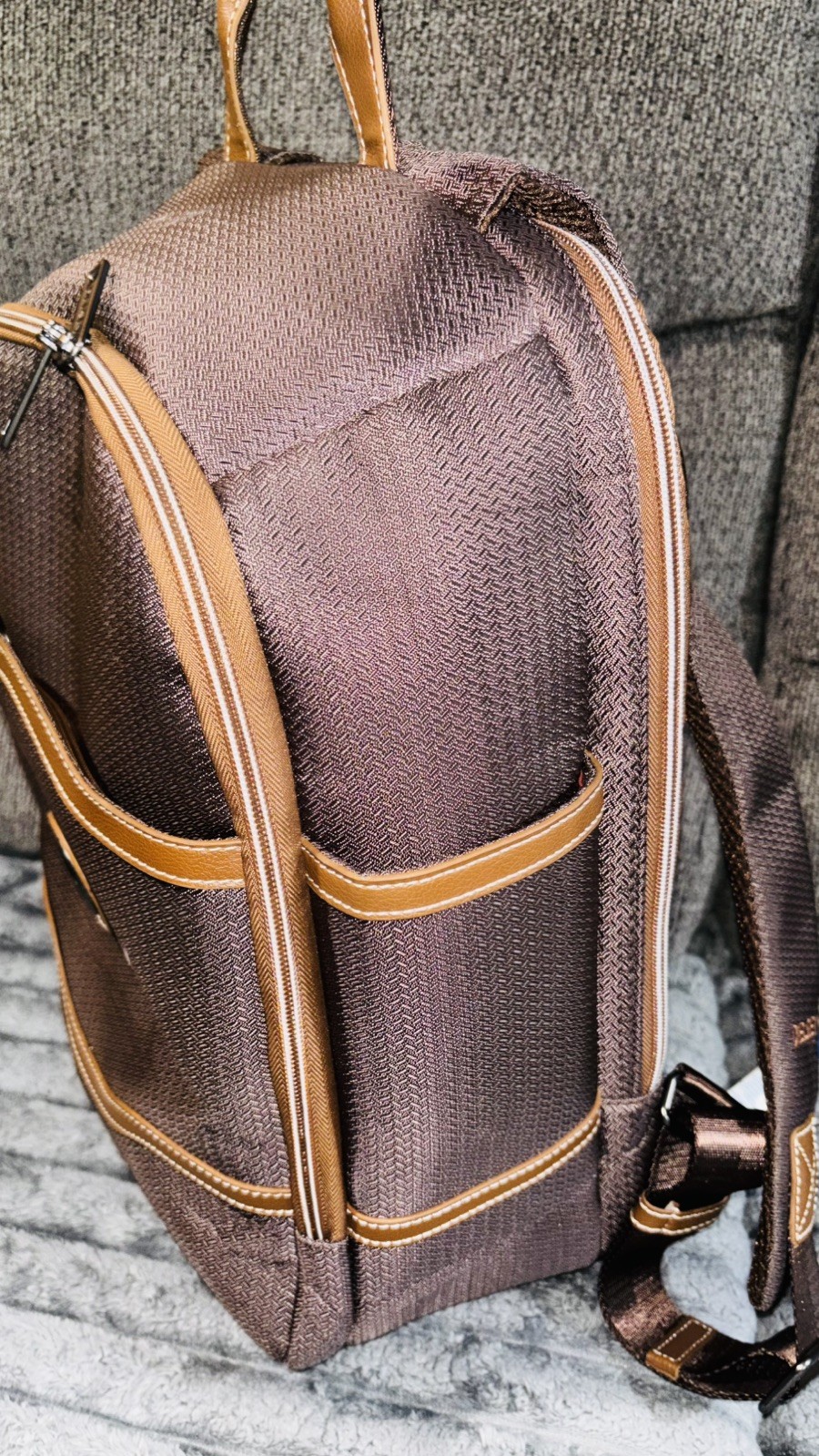 Delsey Paris Brown Backpack Travel Laptop Carry-On Lightweight Excellent